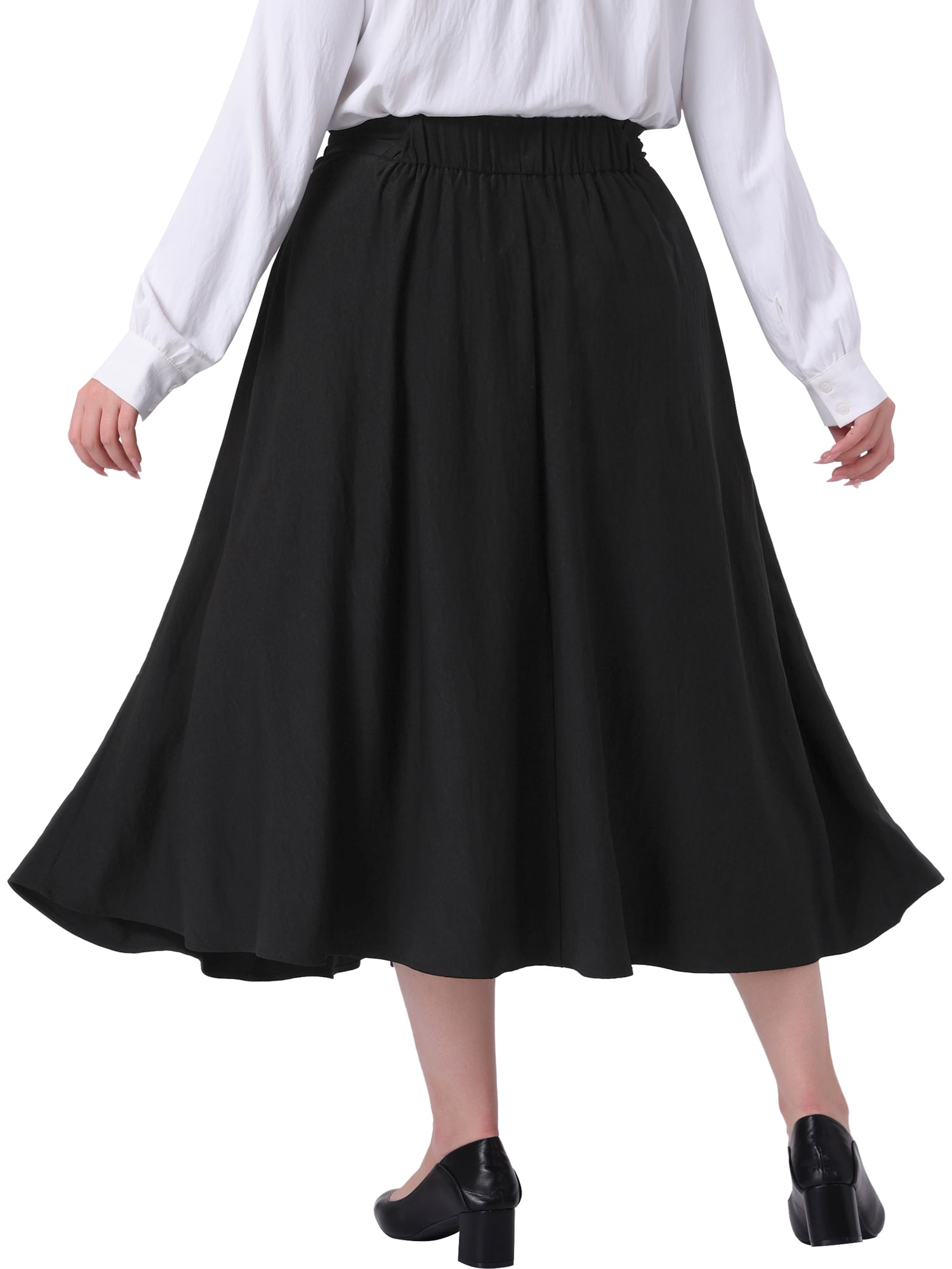 DARING DIVA Women's Plus Size High Waist A-Line Skirt with Pockets 3X Black