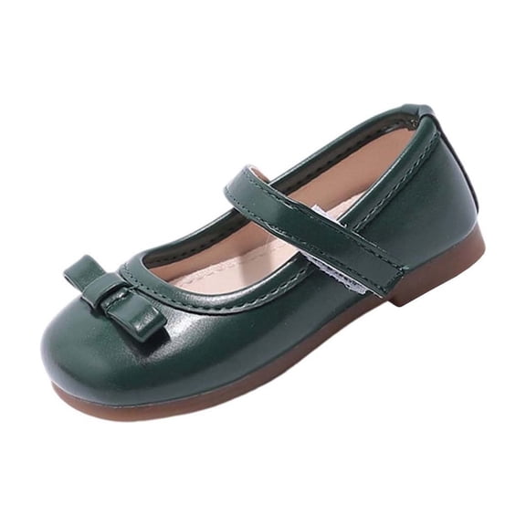 IVEYRTF Girls Solid Color Mary Janes Shoes Kids Soft Faux Leather Fashion Casual Flats Shoes(Green,5-5.5 Years)