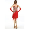 thumbnail image 3 of Whitewed Women's Sequin Tassel 1920s Fashion Knitted Jersey Jazz Dresses Red/Gold, 3 of 3