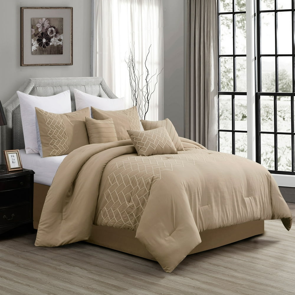HGMart Bedding Comforter Set Bed In A Bag 7 Piece Luxury Embroidery