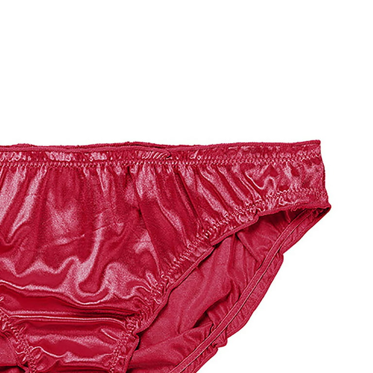 YWDJ High Waisted Underwear for Women Women Satin Panties Mid Waist Wavy  Cotton Briefs Hot Pink S