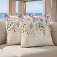 thumbnail image 5 of 16x16 Pillow Covers Set of 2, Wild Flowers Square Throw Pillow Covers for Couch/Sofa/Living Room, Vintage Country Floral Leaf Plant Beige Decorative Soft Pillowcases for Couch Throw Pillows, 5 of 9