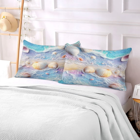 YAZAOO Pillow Case Plush YAZAOO Pillow Seashells on Sandy Beach Case standard size/King size/Queen size Bed YAZAOO Pillow YAZAOO Pillowcases