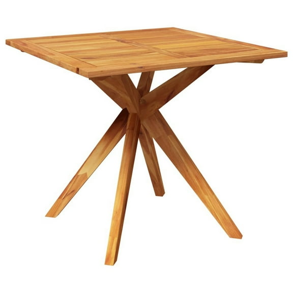 Outdoor Breakfast Bistro Table, Square 34 Inch Brown Solid Acacia Wood