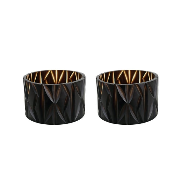 Aspen Creative 16016-2 Brown Glass Votive Candle Holder 4-3/4" Diameter x 3-1/4" Height, 2 Pack