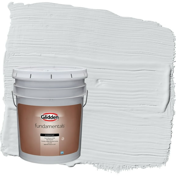 Glidden Fundamentals Spring Thaw / White Semi-Gloss Exterior Paint, 5 Gallon
