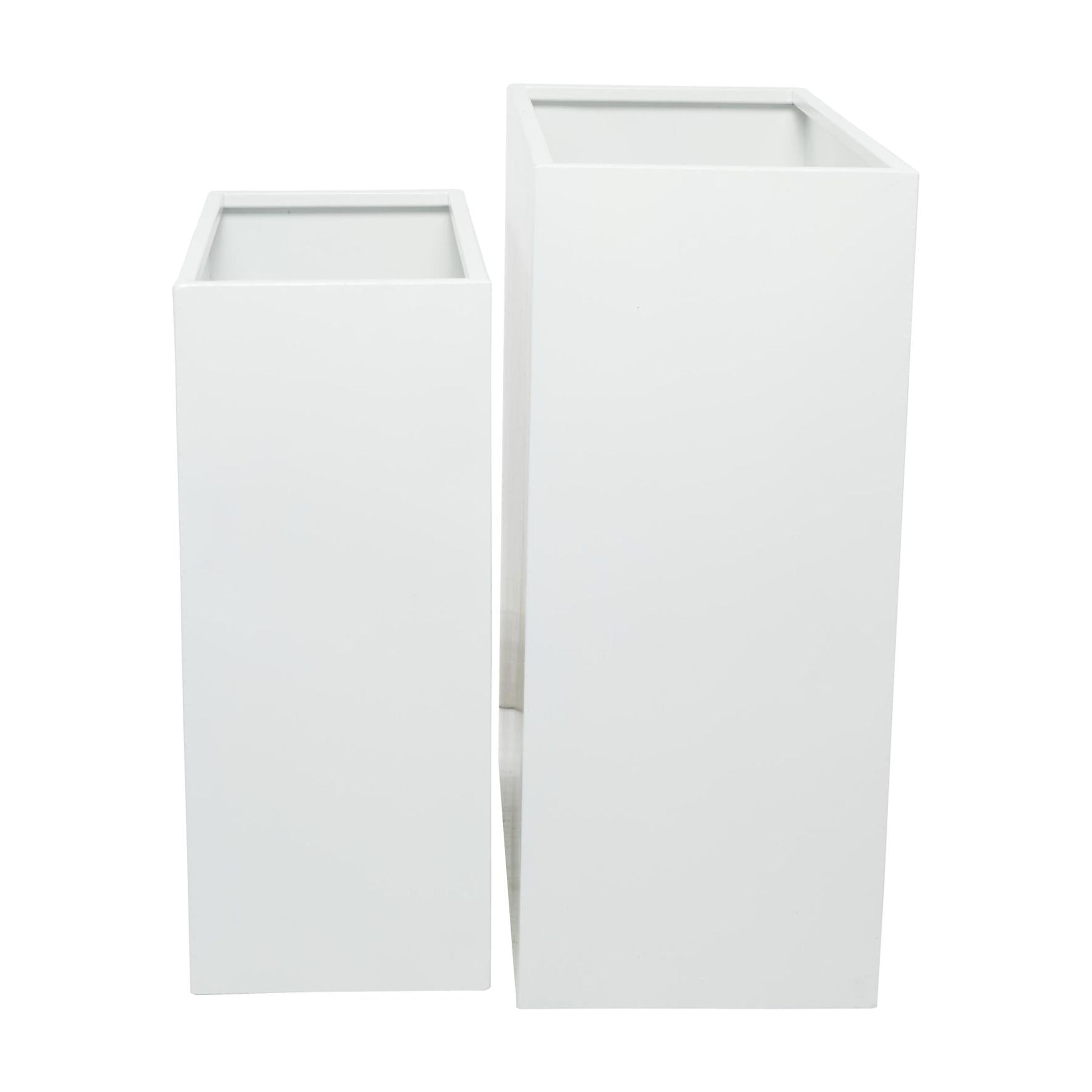 DecMode White Metal Rectangular Indoor Outdoor Planter, Set of 2 28", 24"H
