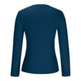 thumbnail image 4 of ZyeKqe Going out Tops for Women Long Sleeve Shirts Crewneck Ribbed Knit Stretchy Slim Fitted Basic Tees 2024 Fall Top, 4 of 6