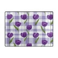 thumbnail image 2 of Area Rug Indoor 80"x58"in Non-Slip Wear Resistant Floor Mats Soft Large Carpets for Living Room Bedroom Home Decor Cute Cartoon Purple Tulips, 2 of 7