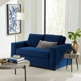 thumbnail image 2 of Loveseat Sofa Couch, Blue Navy, Velvet, Living Kitchen Cafe Bistro Hospitality Restaurant, Modern Contemporary Boutique HB34510, 2 of 8