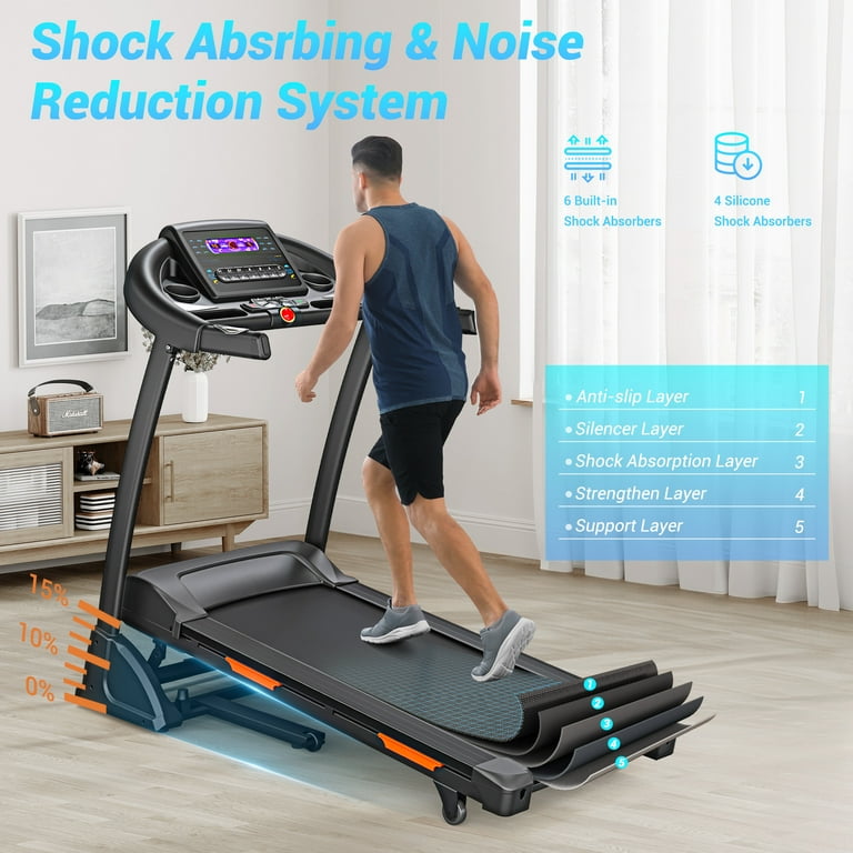 Folding Treadmill, 300-400lb Capacity, 15 Levels Auto