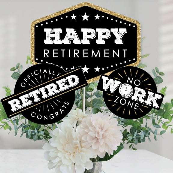 Big Dot of Happiness Happy Retirement - Retirement Party Centerpiece Sticks - Table Toppers - Set of 15