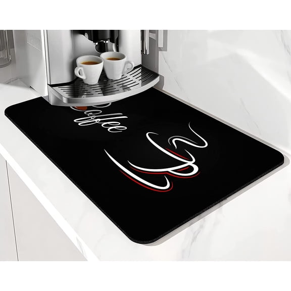 Coffee Mat Absorbent and Quick Dry Mat Hide Stain Rubber Backed Anti-Slip Drying Mat 19.5x12in for Kitchen Counter-Coffee Bar