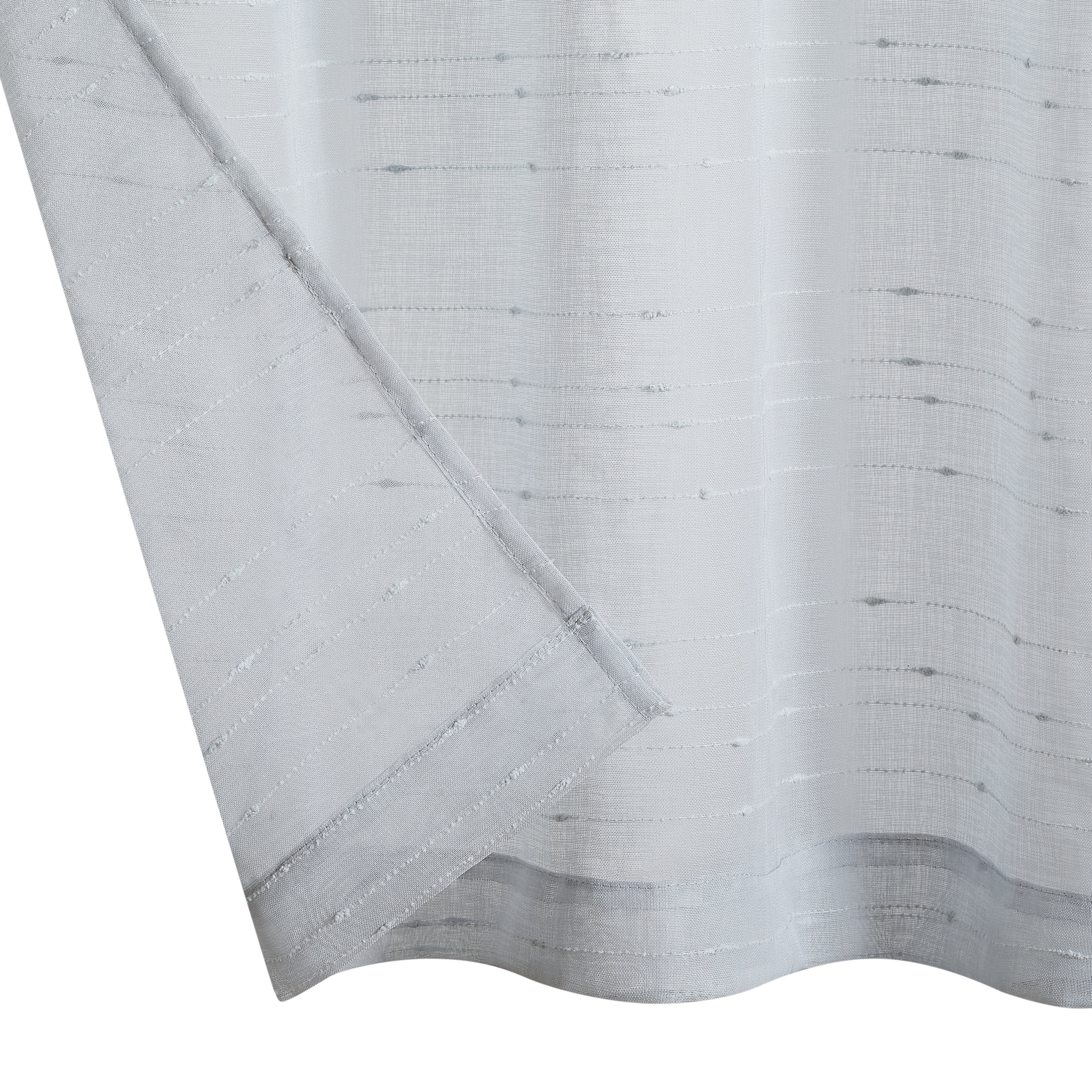 Light Gray Sheer Window Curtain Pair w Tiebacks, 38x96, Rosemary