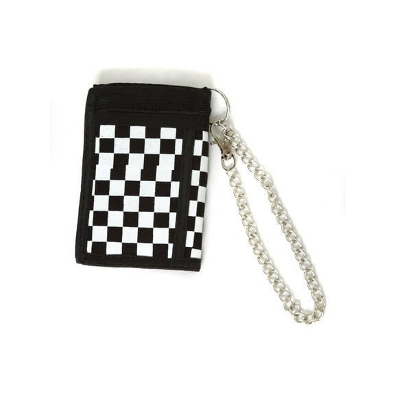 Black and White Checkerboard Wallet w/ Chain