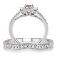 thumbnail image 3 of 1.5 Carat Morganite And Diamond Moissanite Three Stone Bridal Set On 10K White Gold, Promise Ring, Anniversary Ring, 3 of 3