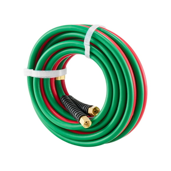 KFFKFF Oxygen Acetylene Hose, 1/4-Inch x 15FT Oxy Acetylene Hose with 9/16"-18 B Fitting, 300PSI T Grade Welding Cutting Torch Twin Hose, Compatible with Oxygen