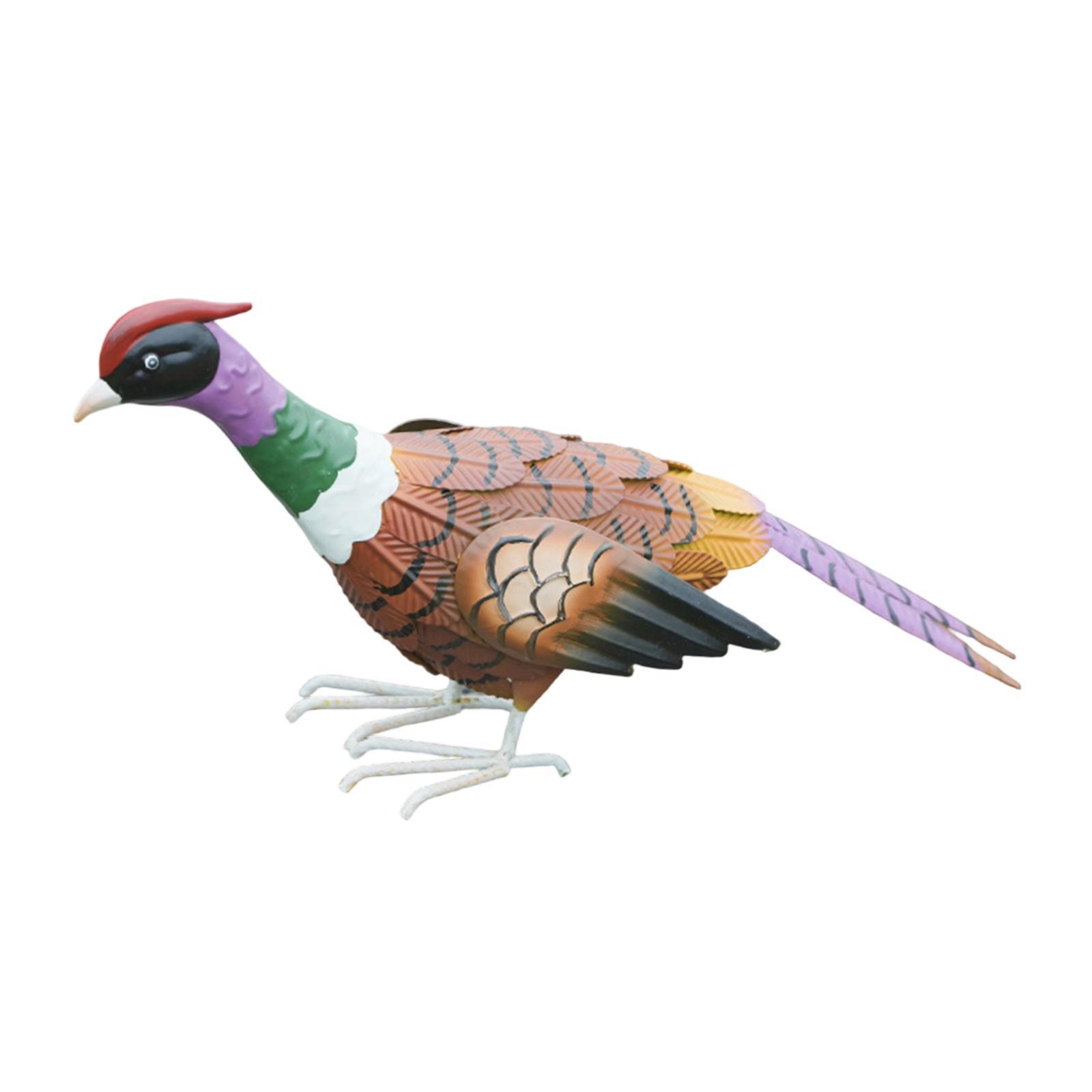 simhoa Garden Statue Pheasant Sculpture Housewarming Gift Iron Lifelike Sturdy Animal Figurine Lawn Ornament for Porch Lawn Garden