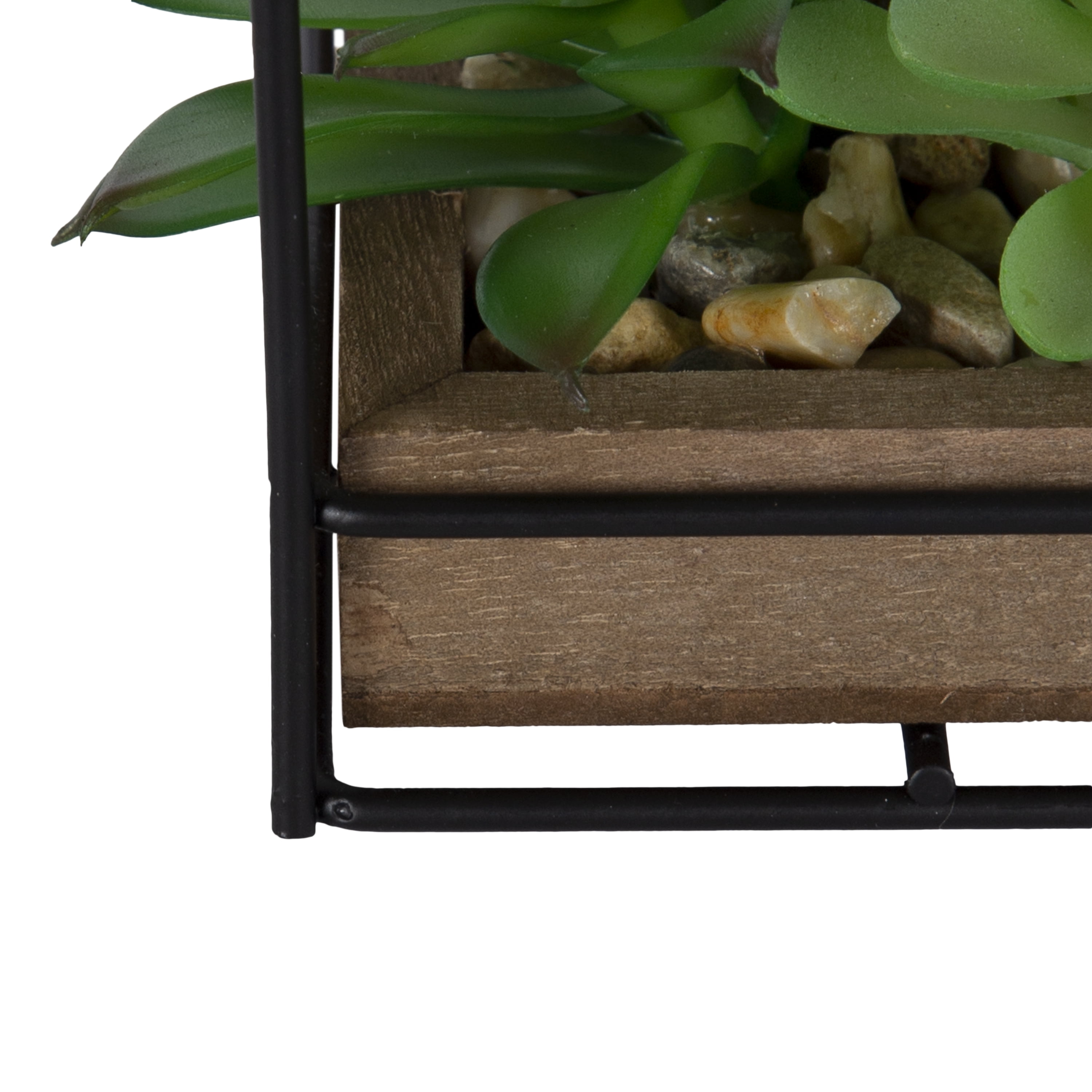 Mainstays 5.5" Artificial Mixed Succulents in Black Metal House Terrarium