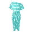 thumbnail image 3 of Ladies Sexy Slant Collar Off Shoulder Waist Striped Irregular Slit Dress, 3 of 5