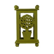 Melrose 12.5" Pistachio Green Distressed Large Ball Tree Cut-Out Pillar Candle Lantern