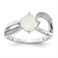 thumbnail image 3 of Auriga Fine Jewelry 925 Sterling Silver Created Opal and Diamond Ring for Women Size 9, 3 of 6