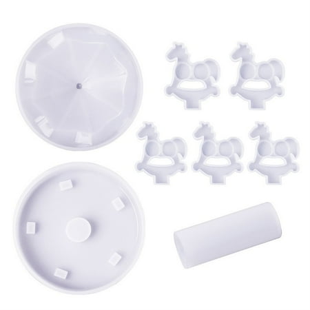 

XHAO 16Pcs DIY Carousel Molds Food Grade Heat-Resistant Silicone 3D DIY Epoxy Mold Carousel Making Gadget Table Decor Birthday Gift