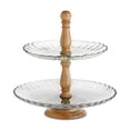 thumbnail image 1 of Martha Stewart Collection Glass & Wood 2-Tier Server, 1 of 5