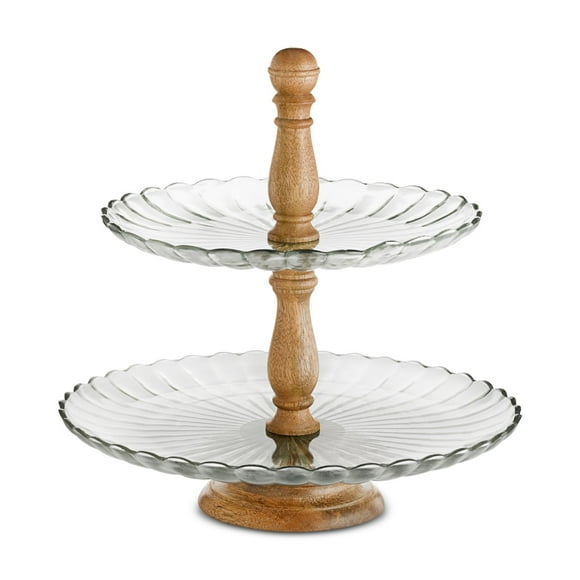 Martha Stewart Collection Glass & Wood 2-Tier Server
