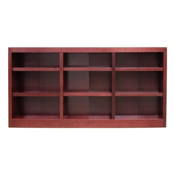 Bowery Hill Traditional 36" Tall 9-Shelf Triple Wide Wood Bookcase in Cherry
