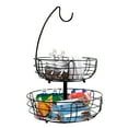 thumbnail image 3 of Auledio Houseware 2 Tier Fruit Basket Bowl with Banana Hanger for Kitchen Countertop, Detachable Fruit Vegetable Storage Holder Display for Kitchen,Black, 3 of 7