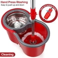 thumbnail image 3 of Spin Mop and Bucket Set, 360° Spin Mop and Bucket with Wringer Set and 3 Microfiber Mop Refills, Stainless Steel 61" Extended Handle Spinning Mop Bucket System for Floor Cleaning, 3 of 5