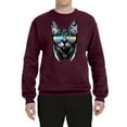 thumbnail image 2 of DJ Kitty Cat with Headphones | Mens Cat Lover Crewneck Graphic Sweatshirt, Maroon, Medium, 2 of 3