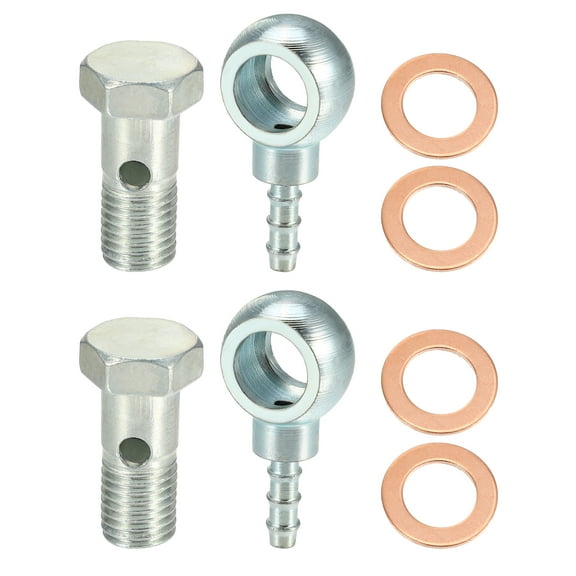 Unique Bargains 2 Set 12mm Diameter M12x1.5 Car Banjo Hose Barb Bolt Fittings Universal Banjo Fitting with Washers