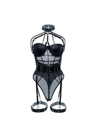 Women's Sexy See Through Corset Bodysuit Strapless Mesh Patchwork Underwear  Boned Overbust Lingerie Bustier Shapewear