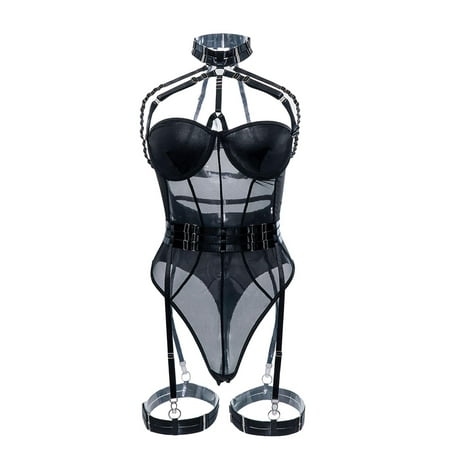 

adviicd Lingerie For Women Women s Lace Bodysuit Teddy Lingerie Deep V Floral One Piece Lingerie Black S