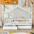 thumbnail image 2 of Miekor Furniture Twin Size Wooden House Bed with Two Drawers, White 181AAK, 2 of 9