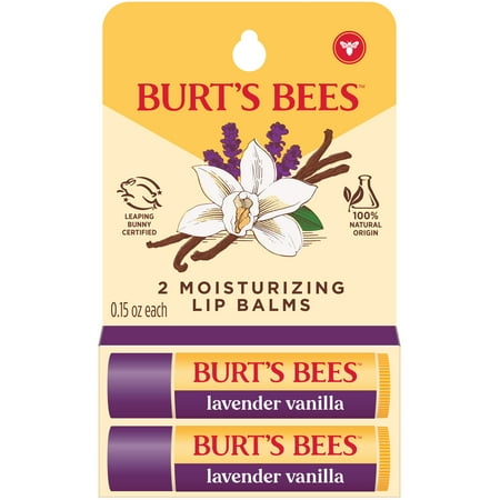 Burts Bees Lavender Vanilla Moisturizing Lip Balm, 2-Pack, 0.15 oz.