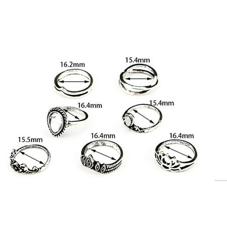 Mio Ring - Mid Ring Sets Faux Opal Brinco Crystal Knuckle Rings 7 pc set