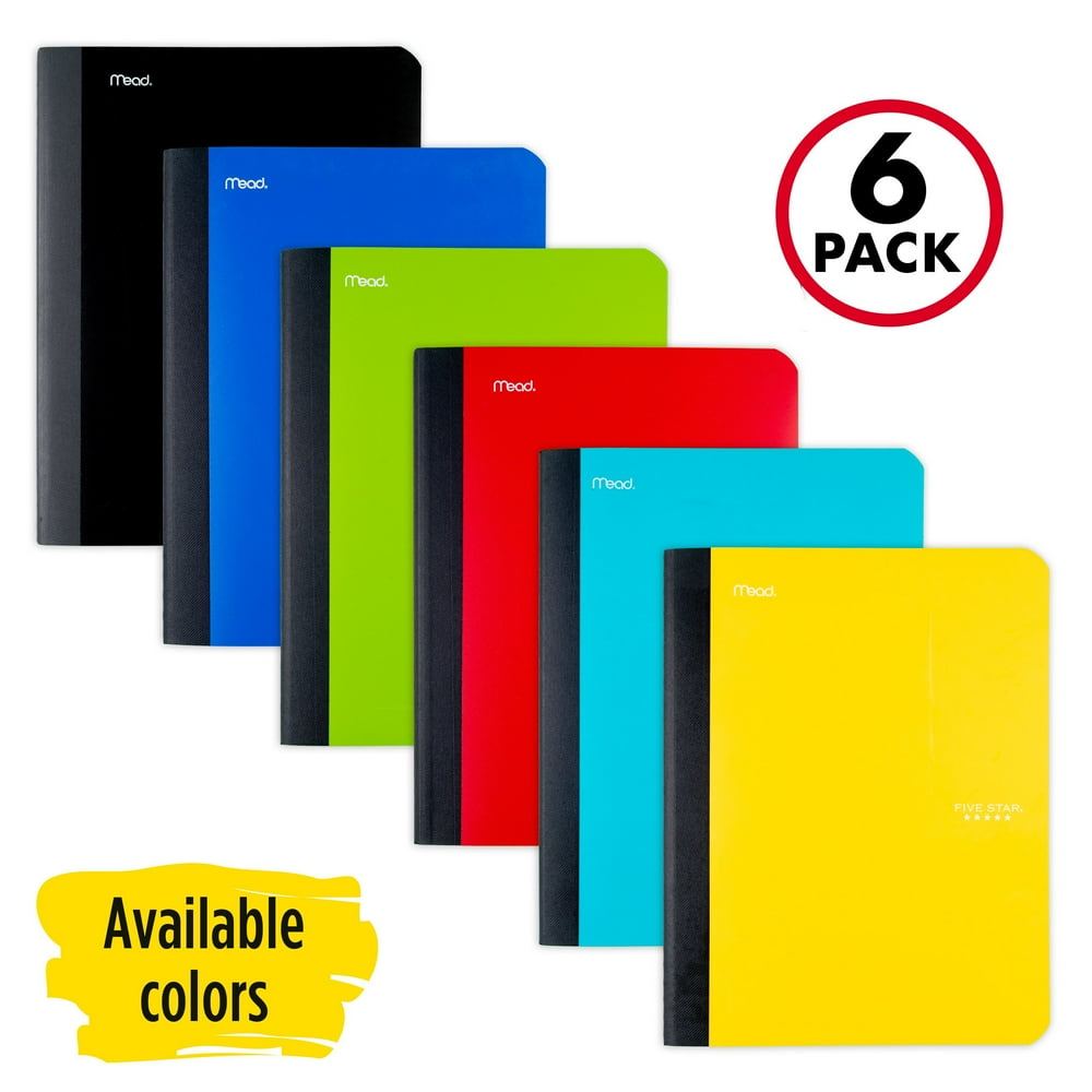Five Star Composition Book, Wide Ruled, 100 Sheets, 6 Pack (38014