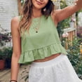 thumbnail image 2 of LAJPXKHY Summer Tank Tops for Women Crewneck Sleeveless Shirts Flowy Ruffle Hem Casual Loose Lightweight Beach Crop Top Tanks, 2 of 7