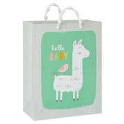 Medium 'Hello Baby' Llama and Bird Baby Shower Gift Bag Multicolor Animal Pattern, 12.75" Height