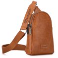 thumbnail image 3 of Wrangler Crossbody Sling Bags for Women Cross Body Fanny Pack Purse with Detachable Strap Zipper 7.5 "H, Distressed-Dark Brown, Light Brown, 3 of 8