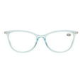 thumbnail image 2 of Cat Eye Transparent Blue Reading Glasses 2.50, Lightweight Presbyopic Glasses, Spring Hinge HD Metal Readers +2.50 for Men and Women, 2 of 3
