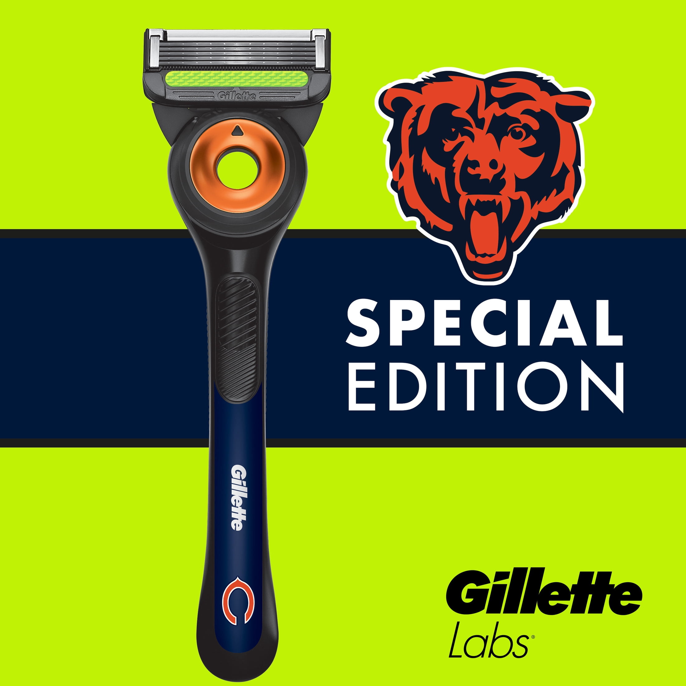 Gillette Labs Official Bears Licensed Razor for Men, Perfect for Game Day Grooming, Gillette Labs with Exfoliating Bar, 1 Handle, 1 Blade Refill