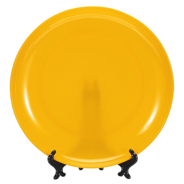 Unique Bargains 9.8 Inch Art Plate Hanging Decorative Plate with Display Stand for DIY Handmade Material Mosaic Base Production Yellow