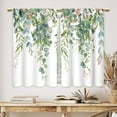 thumbnail image 3 of Sage Eucalyptus Botanical Kitchen Curtains Green Leaves Bathroom Curtains Window Treatment Drapes Tier Flower Spring Floral Cafe Small Bedroom Short French Door Curtains 2 Panels 27.5x39 Inch, 3 of 6