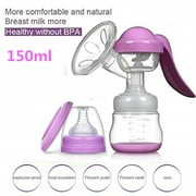 HUA TRADE 2 in 1 Breast Pump and Bottle, Manual Breast Pump, Portable Breastfeeding Milk Pump, Ergonomic Swivel Handle, Easy to Control Vaccuum, BPA Free Silicone Breast Milk Collector