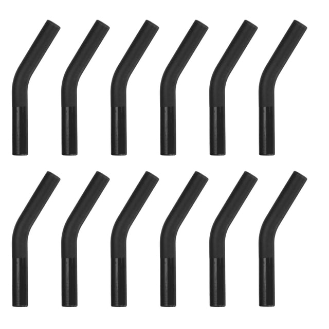 Uxcell 12Pcs Puntas de paja de silicona, Punta de codo de paja de silicona, Cubiertas de paja de metal reutilizables suaves que se adaptan a pajitas de acero inoxidable de 8mm/0.31" OD, Negro