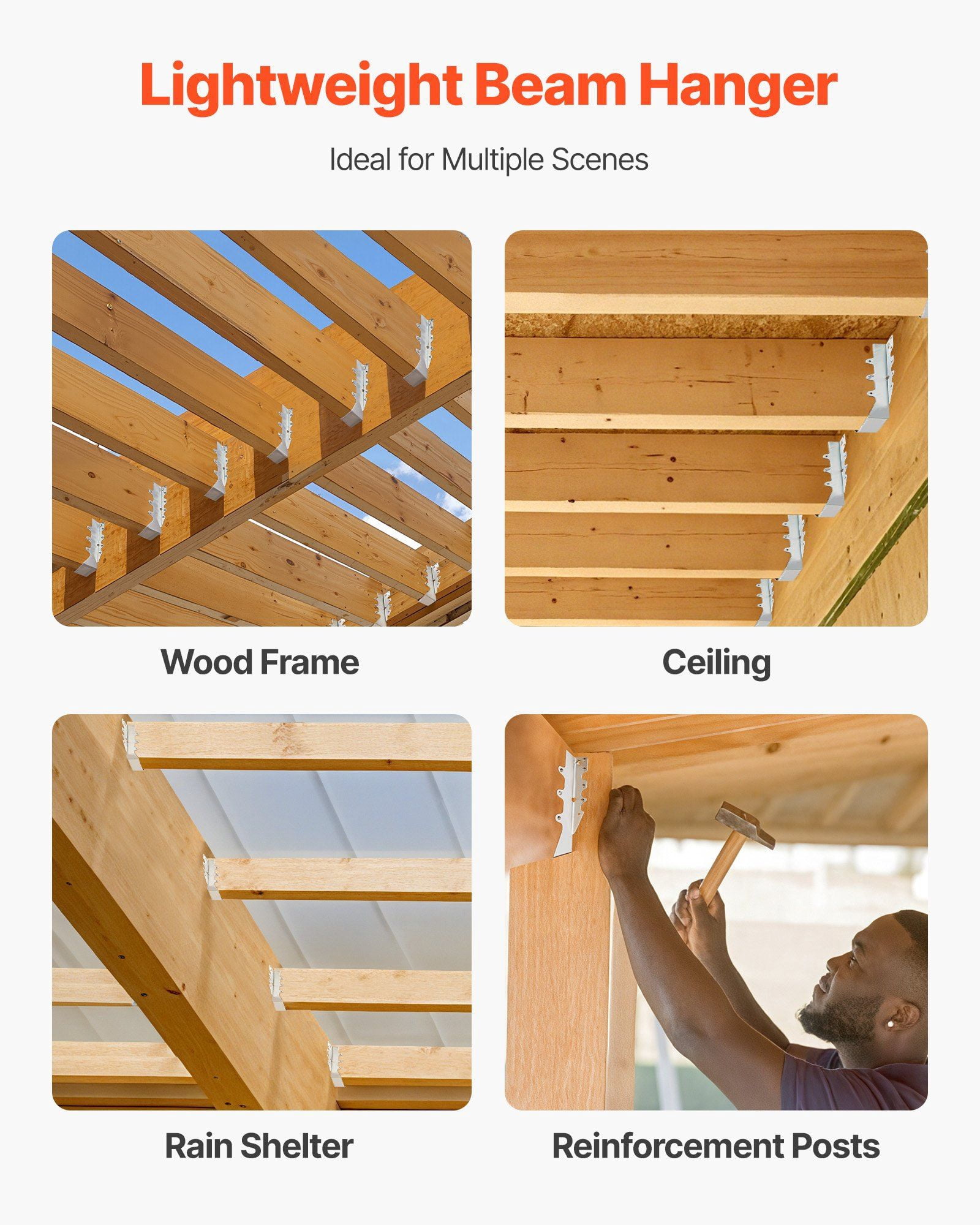 Face-Mount Joist Hanger, 1.57x1.50x7.83 in (40x38x199 mm), 50 Pcs, Heavy Duty, Weather-Resistant, Easy Installation for Roof, Deck, and Floor Support